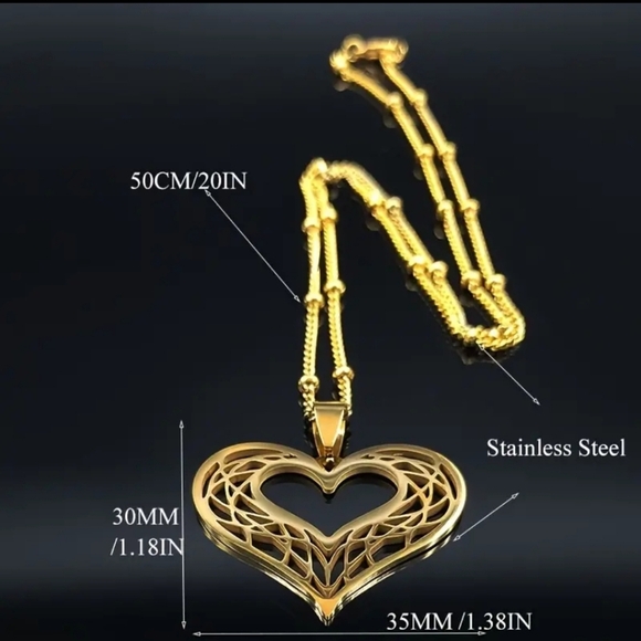 NEW! Stainless steel heart pendant necklace. - Picture 4 of 6